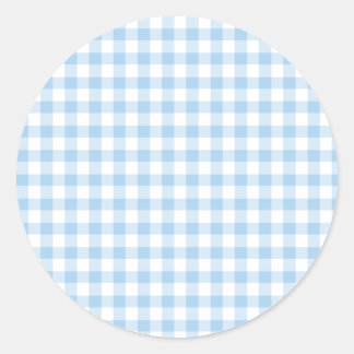 Adesivo Redondo Clássico Gingham Baby Blue