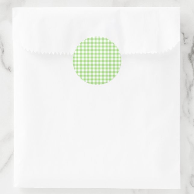 Adesivo Redondo Clássico Gingham Primavera Verde (Bolsa)