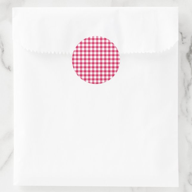 Adesivo Redondo Clássico Gingham Raspberry (Bolsa)