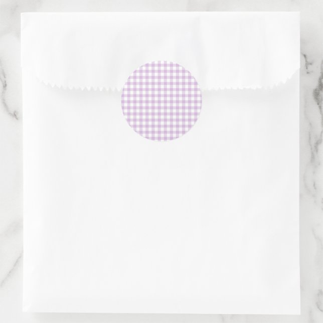 Adesivo Redondo Clássico Gingham Soft Lilac (Bolsa)