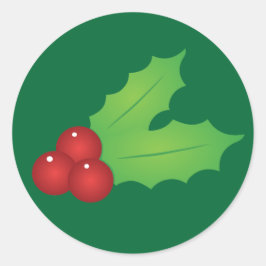 Adesivo Redondo Clássico Holly de Natal