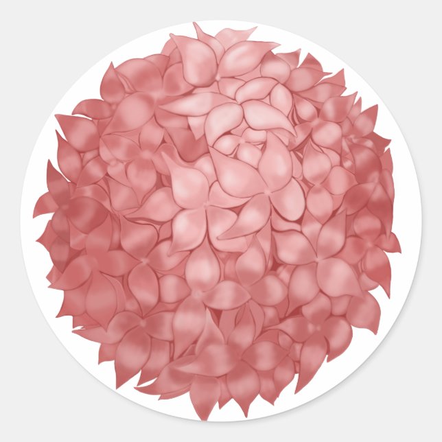 Adesivo Redondo Clássico Hydrangea Stikers Rosa (Frente)
