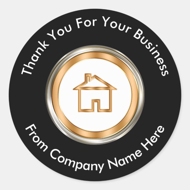 Adesivo Redondo Clássico Imobiliário Obrigado (Frente)