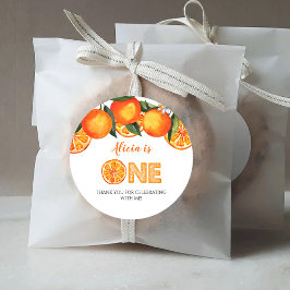 Adesivo Redondo Clássico Laranja Fofo de Primeiro 