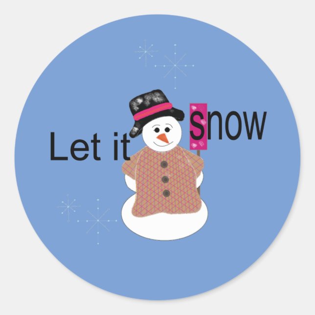 Adesivo Redondo Clássico Let it Snow Snowman (Frente)