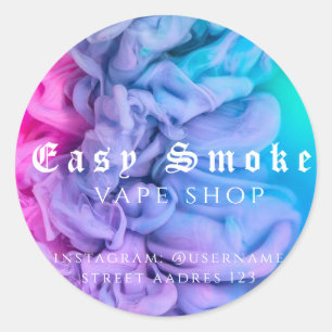 Adesivo Redondo Clássico Loja de Vape Fumaça Color