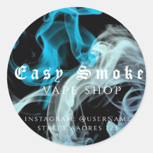 Adesivo Redondo Clássico Loja de Vape Fumaça Color