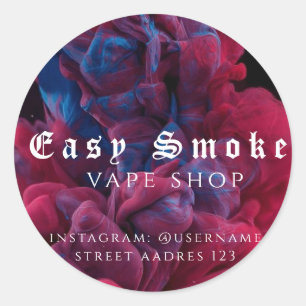 Adesivo Redondo Clássico Loja de Vape Fumaça Color