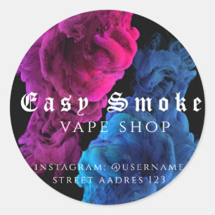 Adesivo Redondo Clássico Loja de Vape Fumaça Color