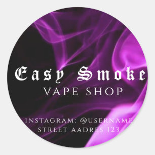 Adesivo Redondo Clássico Loja de Vape Fumaça Color