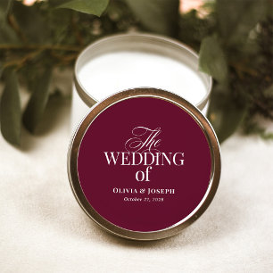 Adesivo Redondo Clássico Luxo   Casamento Burgundy Elegante