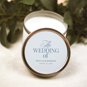 Adesivo Redondo Clássico Luxo   Casamento Elegante Azul Pó Claro