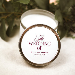 Adesivo Redondo Clássico Luxo Casamento Elegante Branco e Borgon