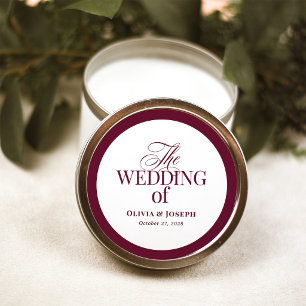Adesivo Redondo Clássico Luxo Casamento Elegante Burgundy e Bran