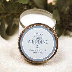 Adesivo Redondo Clássico Luxo   Casamento Elegante em Azul Poeiren