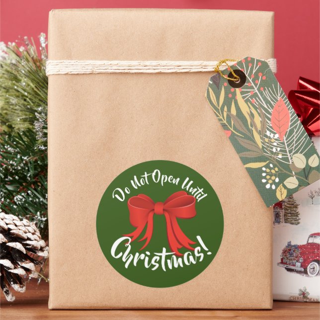 Adesivo Redondo Clássico Não Abra Até o Natal (Feriado)