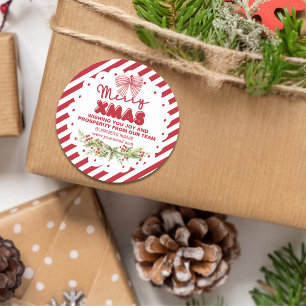 Adesivo Redondo Clássico Natal Flores Vermelhas Brancas