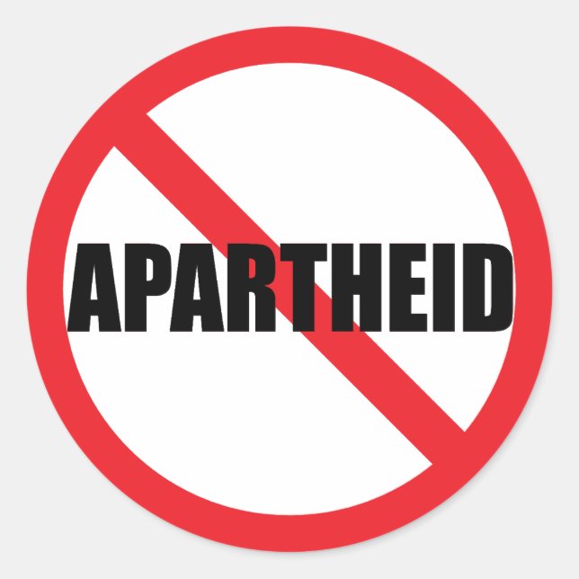 Adesivo redondo clássico "NO APARTHEID" (Frente)