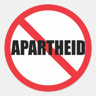 Adesivo redondo clássico "NO APARTHEID"