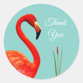 Adesivo Redondo Clássico Obrigado Flamingo Rosa
