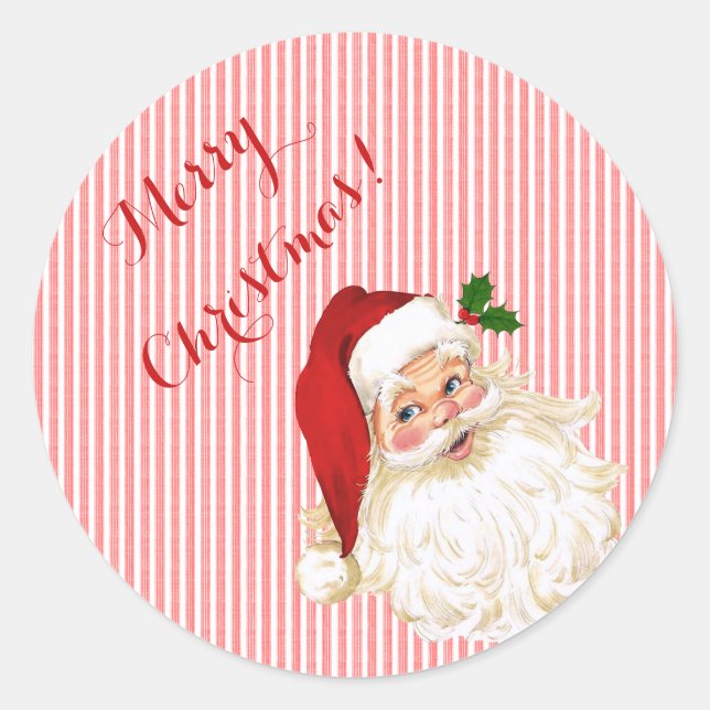 Adesivo Redondo Clássico Papai Noel à Antiga (Frente)