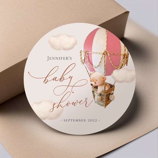 Adesivo Redondo Clássico para Chá de Bebê Urso Fav (Criador carregado)