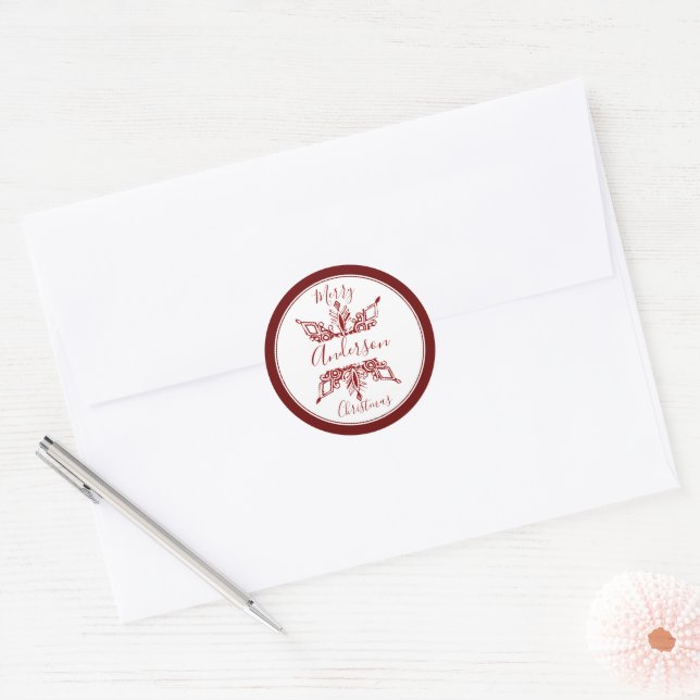Adesivo redondo clássico personalizado com floco d (Envelope)
