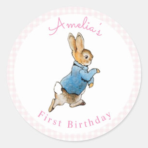 Adesivo Redondo Clássico Peter Rabbit Beatrix Potter Birthday