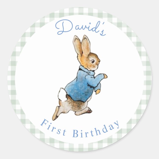 Adesivo Redondo Clássico Peter Rabbit Beatrix Potter Birthday (Frente)