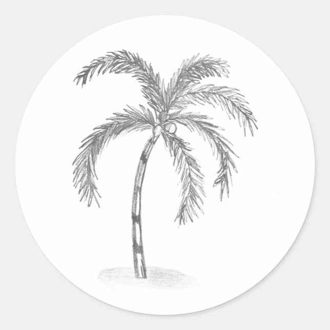 Adesivo Redondo Clássico Preto e Branco Esboçado (Frente)