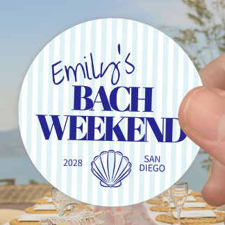 Adesivo Redondo Clássico Ro de Fim de Semana de Bach Listrado Azul