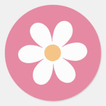 Adesivo Redondo Clássico Rosa Retro Daisy