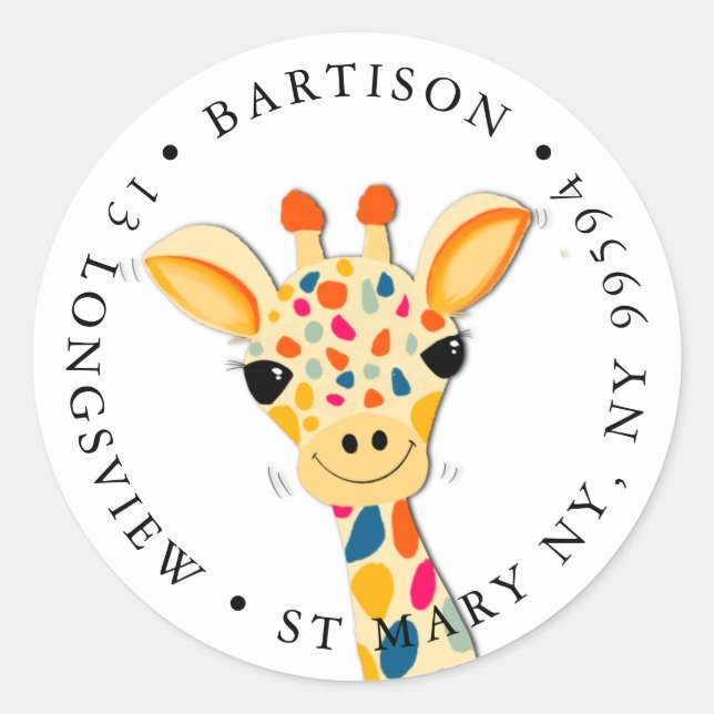 Adesivo Redondo Clássico Round Sticker da companhia Giraffe (Frente)