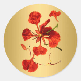 Adesivo Redondo Clássico Round Sticker Royal Poinciana