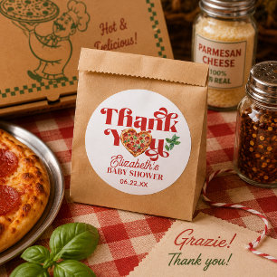 Adesivo Redondo Clássico Tema Pizza Vermelha e Bra