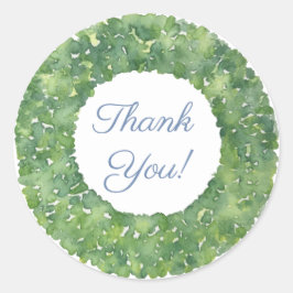 Adesivo Redondo Clássico Verde Boxwood Wreath Obrigado A Favor