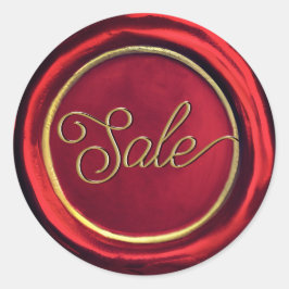 Adesivo Redondo Clássico Vermelho Chic E Vedantes De Cera Dourada