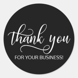 Adesivo Redondo Clássico White Script Calliografia - Obrigado