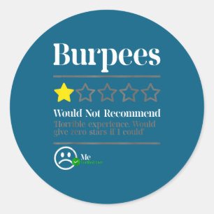 Adesivo Redondo Classificação de Estrelas Não Recomendadas Burpees