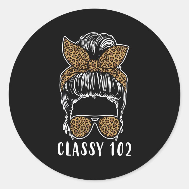 Adesivo Redondo Classy 102 Messy Bun Leopard (Frente)