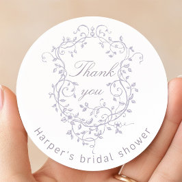 Adesivo Redondo Classy French Lavender Bridal Shower Thank You