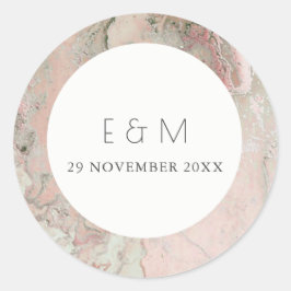 ADESIVO REDONDO CLASSY PINK DUSKY ROSA AGATE MONOGRAMA