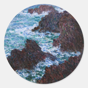 Adesivo Redondo Claude Monet - As Rochas em Belle-Ile, Costa Selva