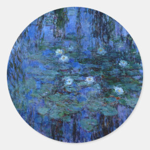 Adesivo Redondo Claude Monet Blue Water Lily