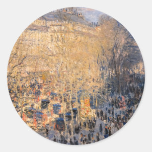 Adesivo Redondo Claude Monet - Boulevard des Capucines em Paris