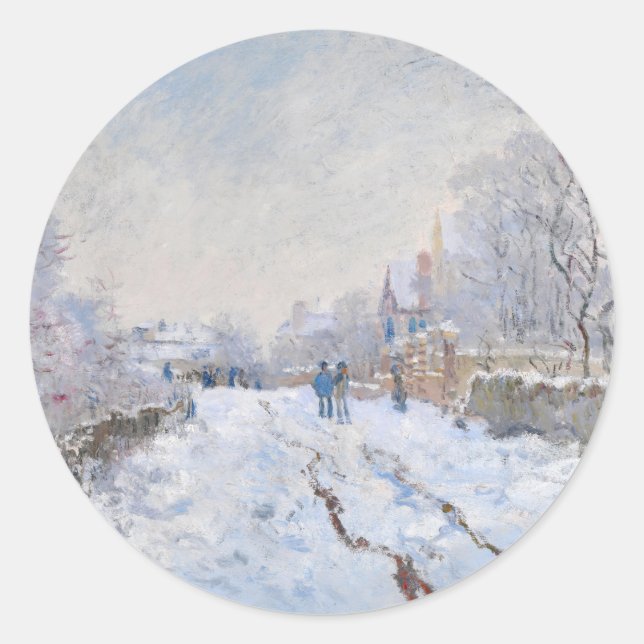 Adesivo Redondo Claude Monet - Cena de Neve na Argentina (Frente)