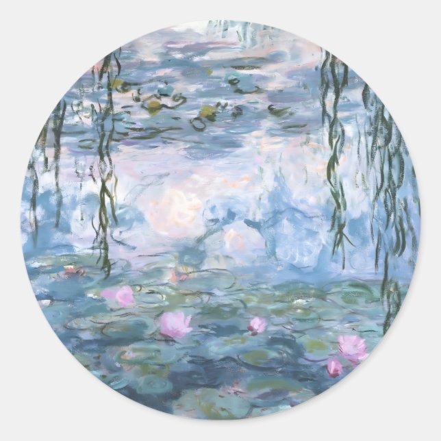 Adesivo Redondo Claude Monet Impressionist Water Lillies Painting (Frente)