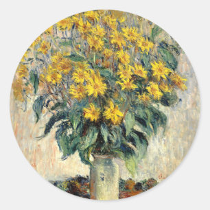 Adesivo Redondo Claude Monet Jerusalem Artichoke Flores 1880