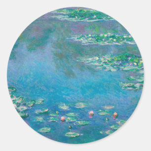 Adesivo Redondo Claude Monet. Lírios De Água. impressionismo franc