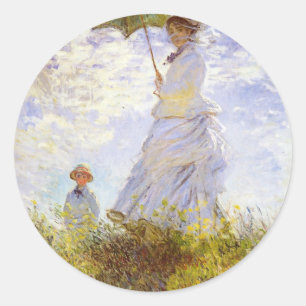 Adesivo Redondo Claude Monet - mulher com o parasol